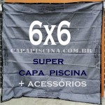Tela de Piscina 6 x 6m Super Lona Azul/Prata 800 Micras PEAD com +48m+48p+3b